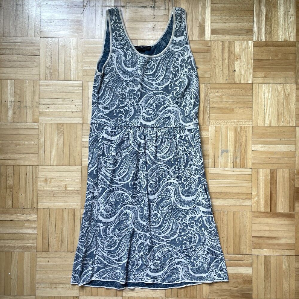 Peruvian Connection Knit Dress Women’s Large Blue Waves Ocean Crochet